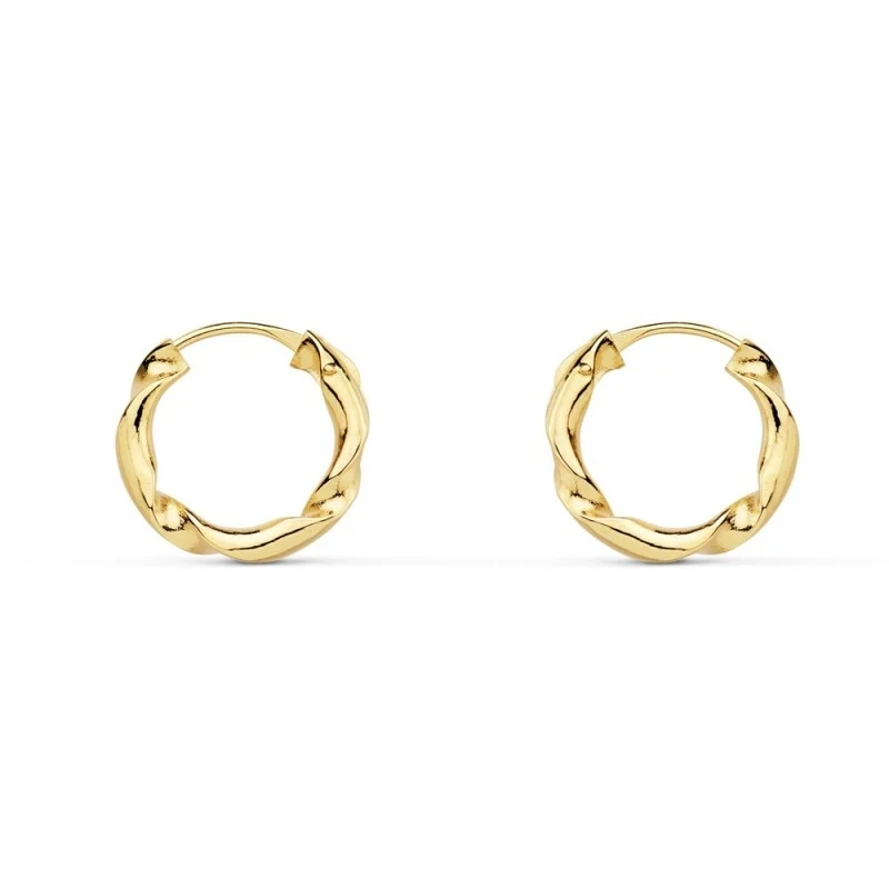Pendientes oro 18k aros huecos 12mm. retorcidos [AC0989]