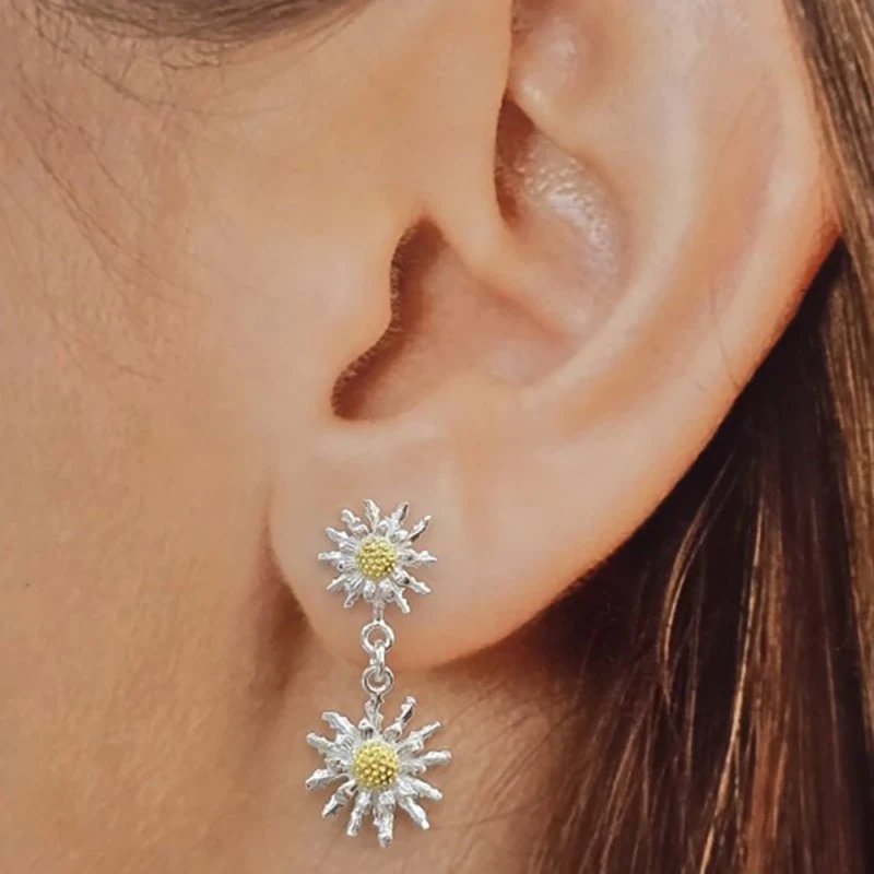 Pendientes de Flor Eguzkilore en Plata de Ley 925m de 12 mm. en dos p