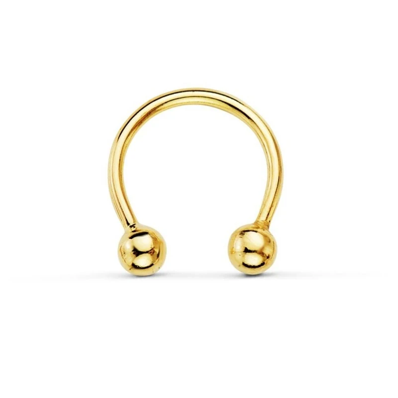 Piercing para Pezón en Oro de 18k de 11 mm. con bolas de 3 mm.