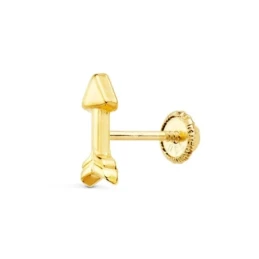 Piercing para Oreja en Oro de 18k de 9 mm. con forma de flecha lisa