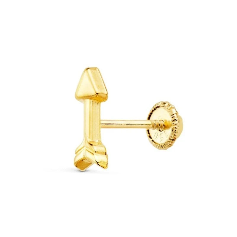 Piercing para Oreja en Oro de 18k de 9 mm. con forma de flecha lisa