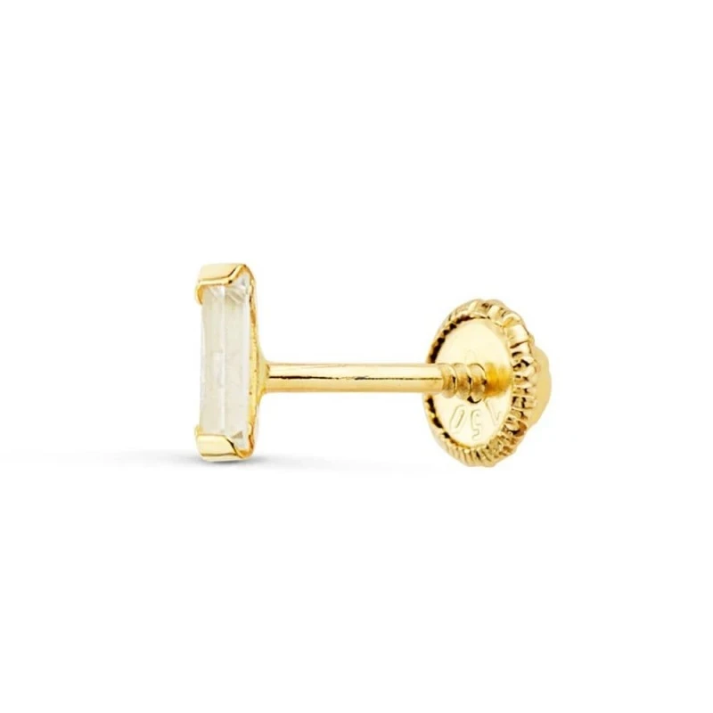 Piercing para Oreja en Oro de 18k con forma rectángular de 4 mm. y ci