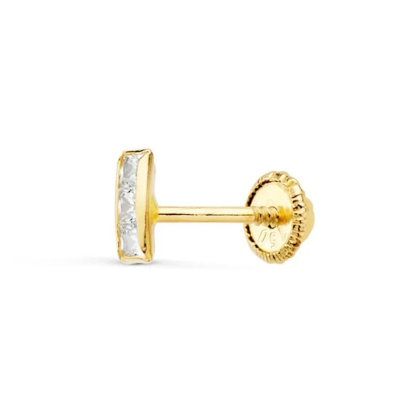 Piercing para Oreja en Oro de 18k con forma rectángular de 5 mm. y ci