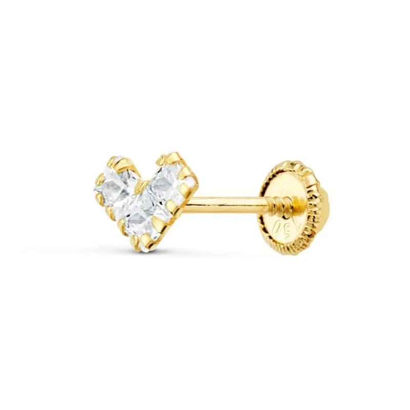Piercing para Oreja en Oro de 18k con forma de corazón de 6 mm. con c
