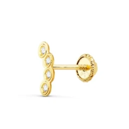 Piercing para Oreja en Oro de 18k forma de bocel con 6.5 mm. y cuatro