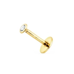Piercing Pendiente para Oreja en Oro de 18k chatón con bocel 2.5 mm.
