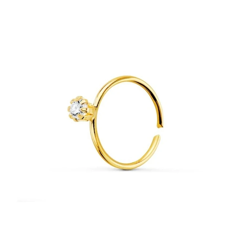 Piercing para Nariz en Oro de 18k aro de 8 mm. con circonita de 2 mm.