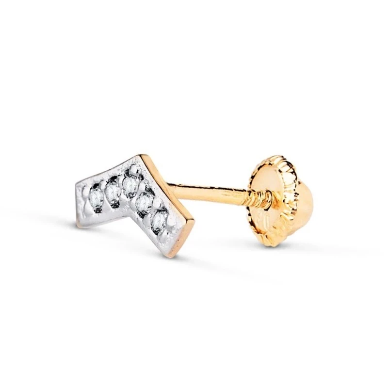 Piercing Pendiente para Oreja en Oro Bicolor de 18k con forma punta d
