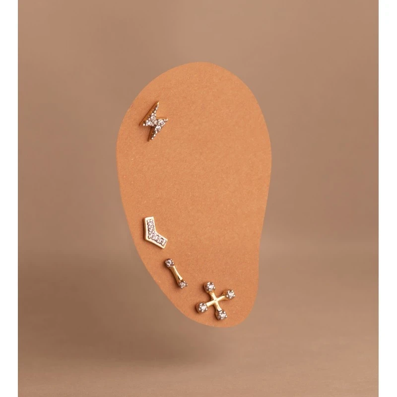 Piercing Pendiente para Oreja en Oro Bicolor de 18k con forma punta d