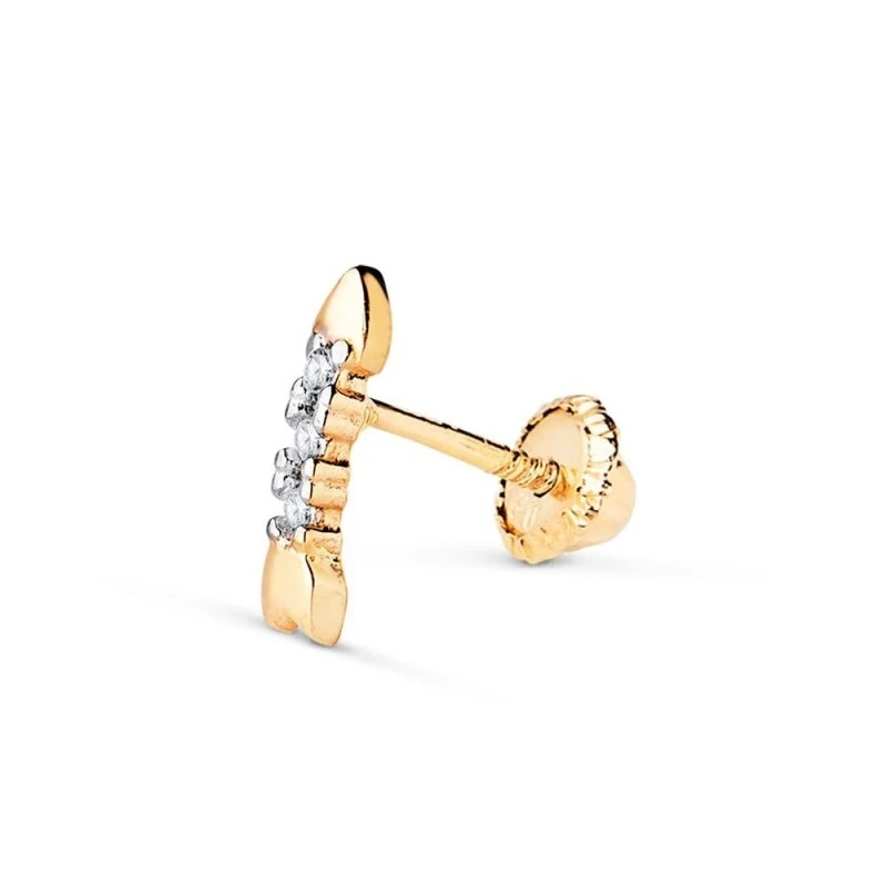 Piercing Pendiente para Oreja en Oro Bicolor de 18k con forma de flec