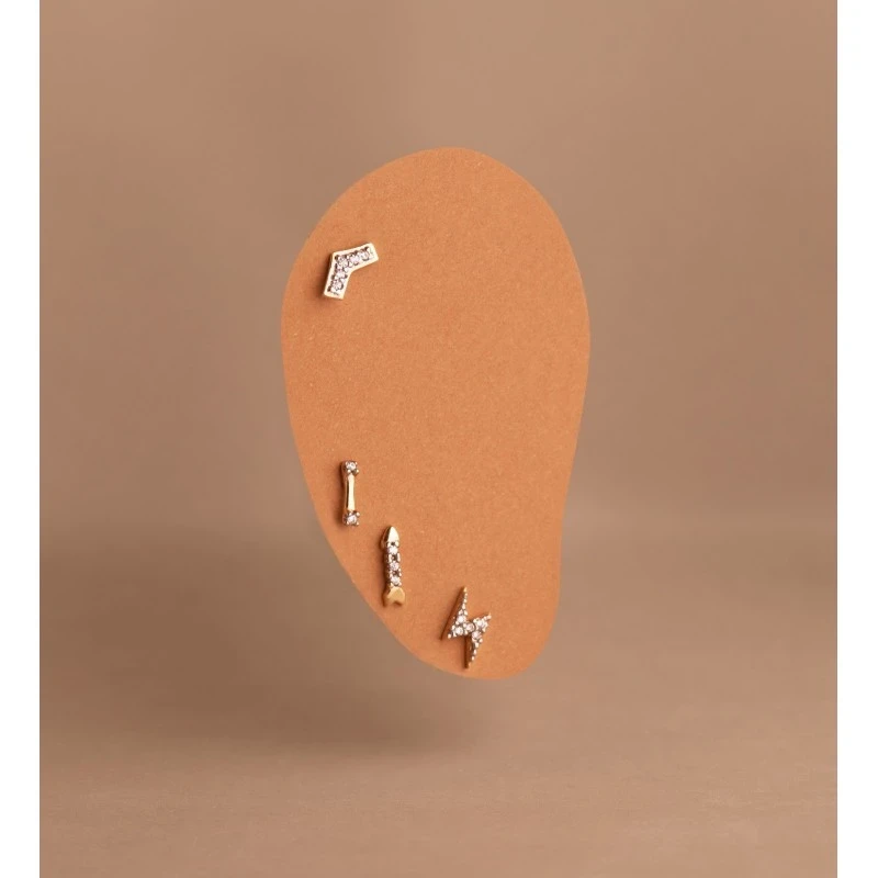Piercing Pendiente para Oreja en Oro Bicolor de 18k con forma de flec