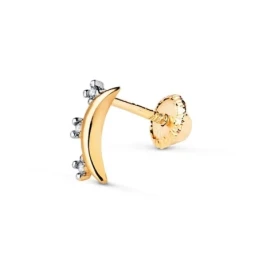 Piercing Pendiente para Oreja en Oro Bicolor de 18k con forma de luna