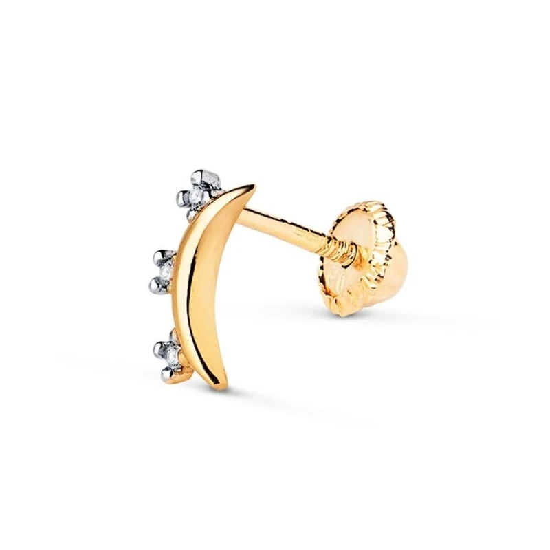 Piercing Pendiente para Oreja en Oro Bicolor de 18k con forma de luna