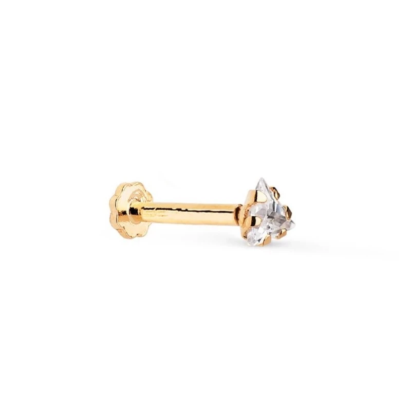 Piercing Pendiente para Oreja en Oro 18k forma triángulo 3.5 mm. con