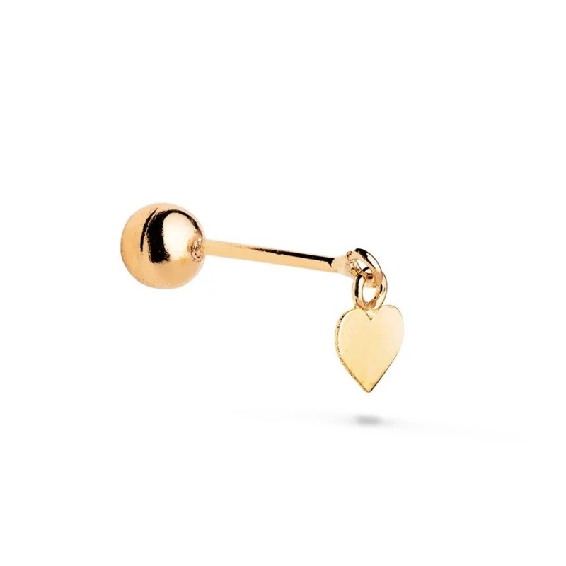 Piercing Pendiente para Oreja en Oro 18k con corazón colgante de 5 mm