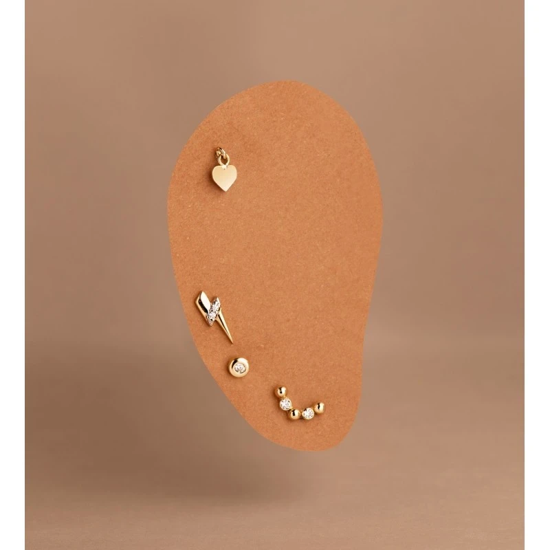 Piercing Pendiente para Oreja en Oro 18k con corazón colgante de 5 mm