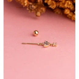 Piercing Pendiente para Oreja en Oro de 18k con 12 mm. y cuatro circo