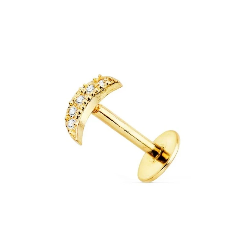Piercing Pendiente para Oreja en Oro de 18k con forma de luna de 6 mm