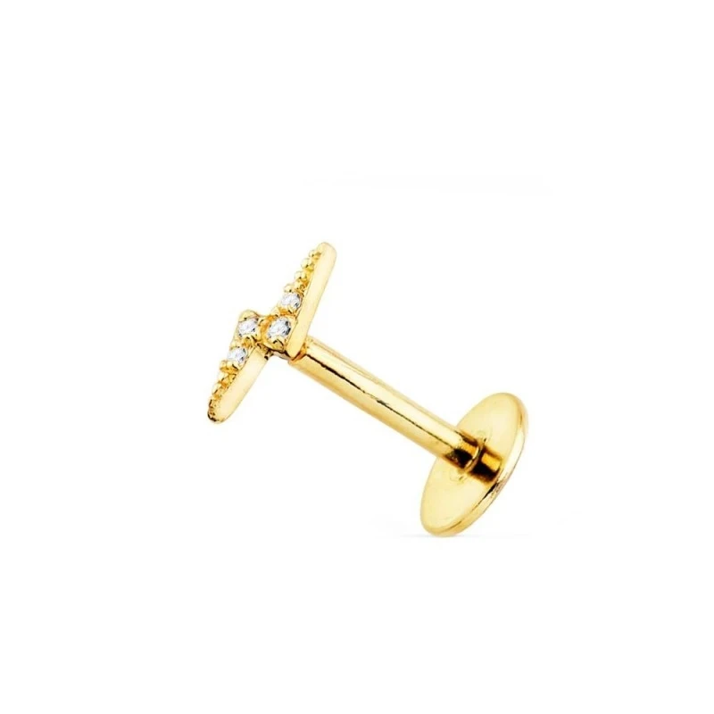Piercing Pendiente para Oreja en Oro de 18k con forma de rayo de 8 mm