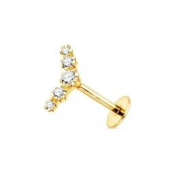 Piercing Pendiente para Oreja en Oro de 18k con 10 mm. formado por 5