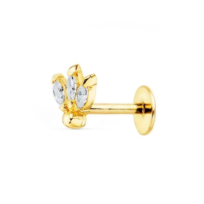 Piercing Pendiente para Oreja en Oro de 18k con 6.5 mm. formado 3 cir