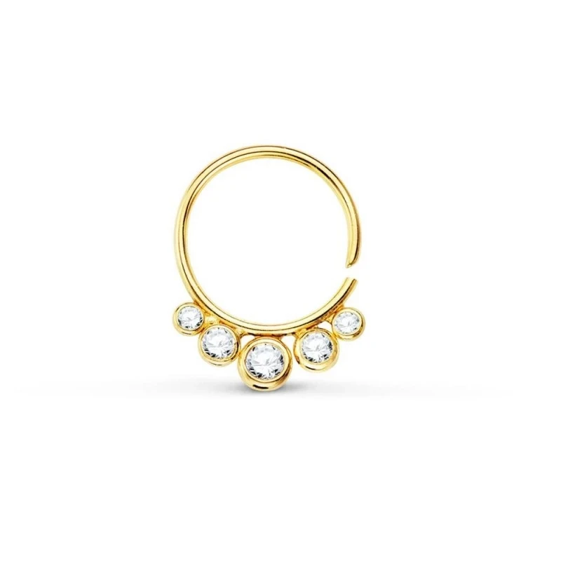 Piercing Pendiente para Oreja en Oro de 18k redondo de 13 mm. calado
