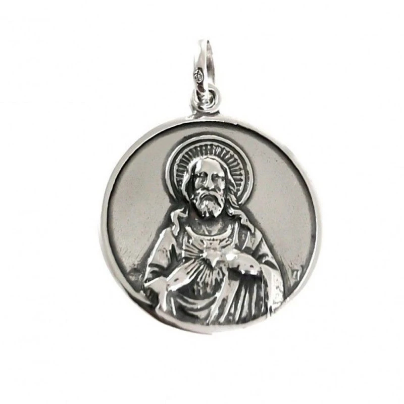 Corazón de Jesús Virgen del Carmen escapulario Plata Ley 925m unisex