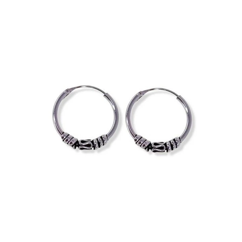 Aros Bali Pendientes Plata Ley 925m mujer 18 mm. oxidados 1.5 mm. gro
