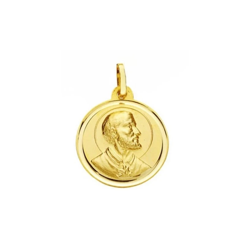 San Francisco Javier Medalla en Oro de 18k en 18 mm. con borde liso
