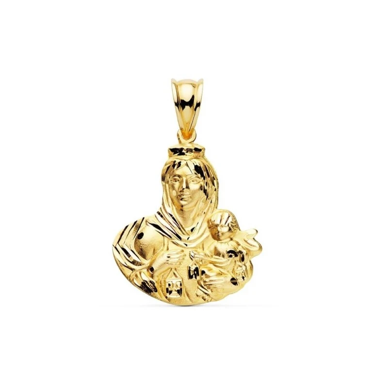 Silueta de la Virgen del Carmen Colgante en Oro de 18k con 24 mm. y d