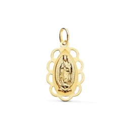 Virgen de Guadalupe Medalla en Oro 18k de 26 mm. ovalada y con cerco