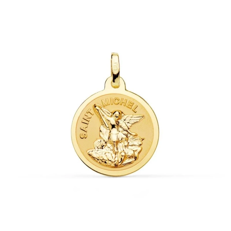 San Miguel Medalla de Oro 18k con 16 mm. SAINT MICHEL brillo y mate.