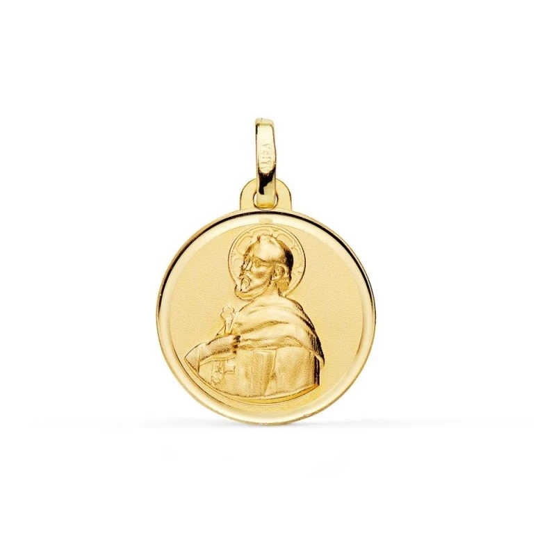 San Pedro Medalla de Oro 18k en 18 mm. matizada y con bisel liso