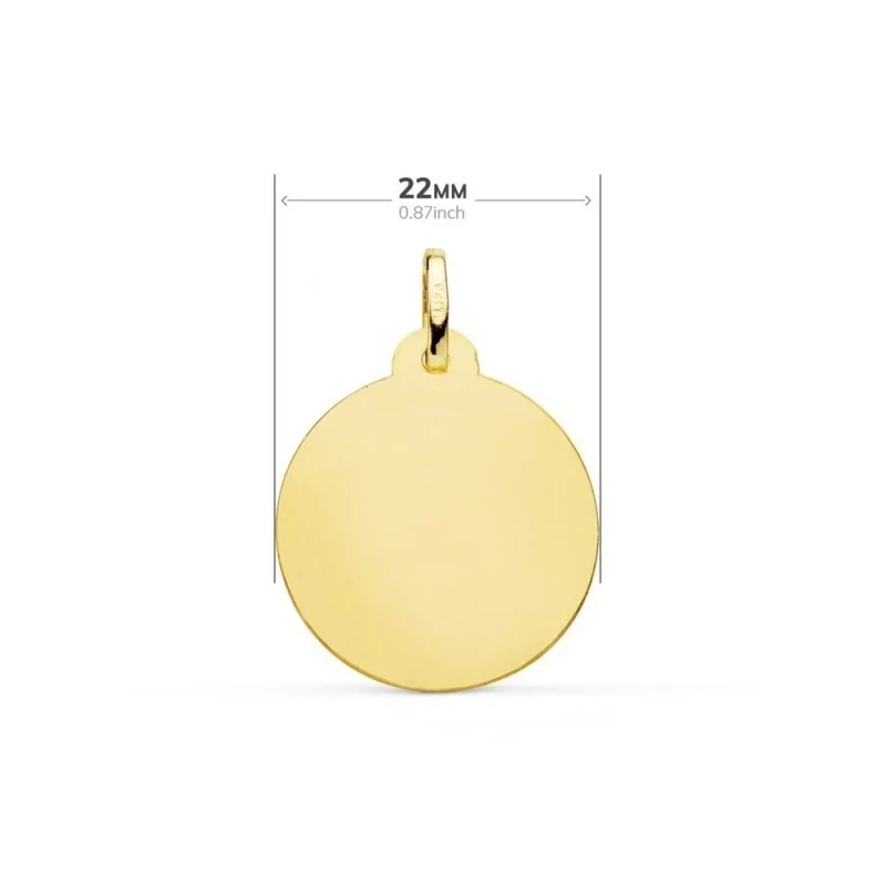Virgen Niña Medalla de Oro 18k para Primera Comunión de 22 mm. borde