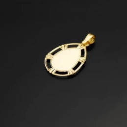 Virgen Niña Medalla en Oro de 18k para Primera Comunión en 23 mm. con