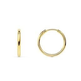 Aros Pendientes con Cruz en Oro de 18k con 24 mm. aro de 12 mm. con u