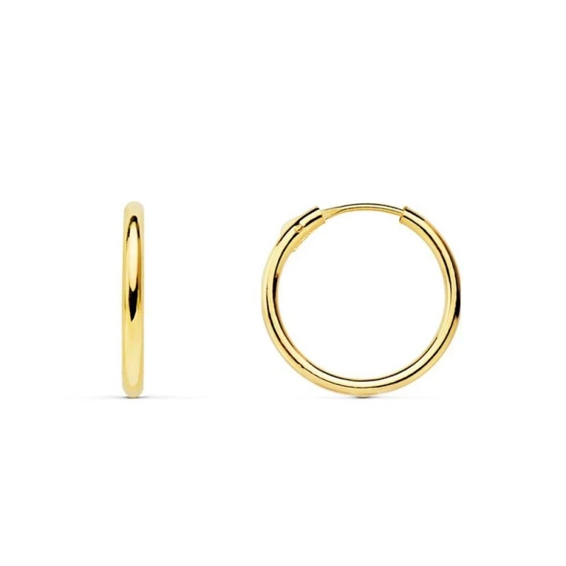 Aros Pendientes con Cruz en Oro de 18k con 24 mm. aro de 12 mm. con u
