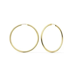 Aros Pendientes en Oro de 18k con 43 mm. lisos con un grosor de 2 mm.