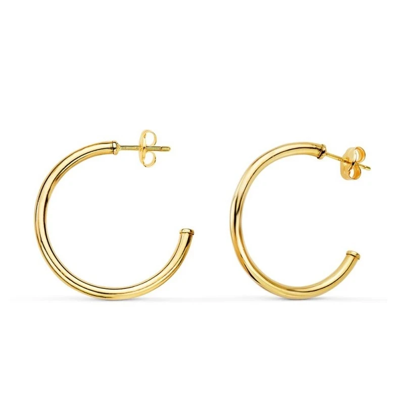 Aros Pendientes en Oro de 18k con 25 mm. abiertos y con un grosor de