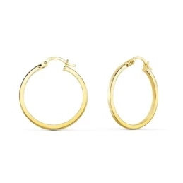 Aros Pendientes en Oro de 18k con 23 mm. lisos y grosor de 1.2 mm.