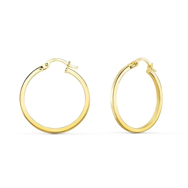 Aros Pendientes en Oro de 18k con 23 mm. lisos y grosor de 1.2 mm.