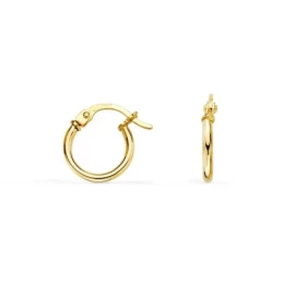 Aros Pendientes en Oro de 18k con 11 mm. con tubo redondo liso y gros