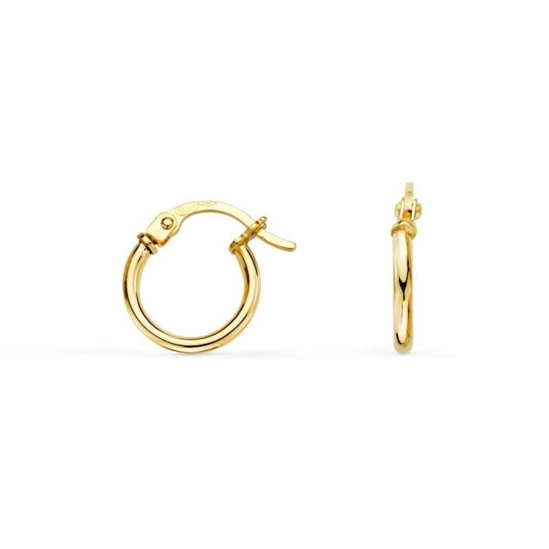 Aros Pendientes en Oro de 18k con 11 mm. con tubo redondo liso y gros