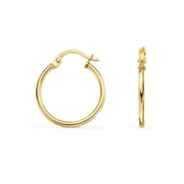 Aros Pendientes en Oro de 18k con 18 mm. con tubo redondo liso y gros