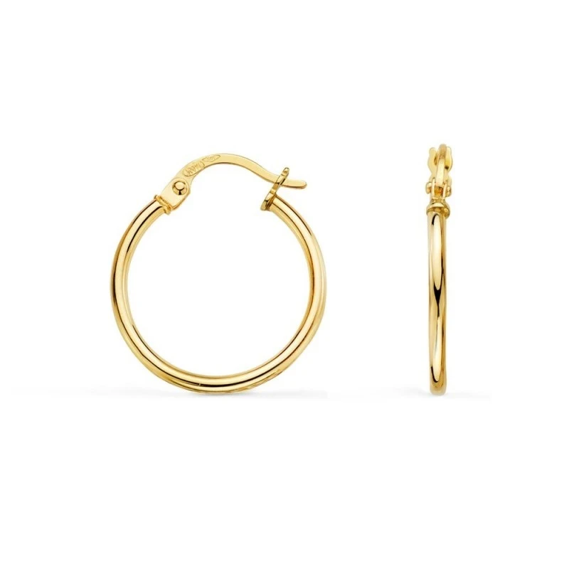 Aros Pendientes en Oro de 18k con 18 mm. con tubo redondo liso y gros