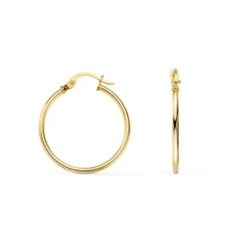 Aros Pendientes en Oro de 18k con 21 mm. con tubo liso redondo y gros