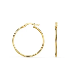 Aros Pendientes en Oro de 18k con 28 mm. con tubo liso redondo y gros