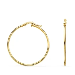 Aros Pendientes en Oro de 18k con 33 mm. lisos con tubo redondo con u