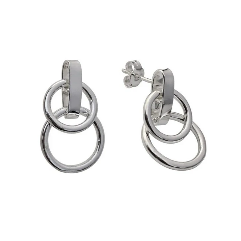 Pendientes en Plata de Ley 945m con dos aros de 12 mm. y 14 mm. lisos