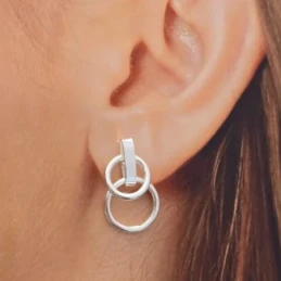 Pendientes en Plata de Ley 945m con dos aros de 12 mm. y 14 mm. lisos